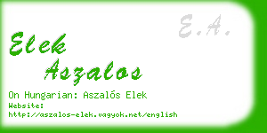 elek aszalos business card